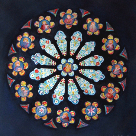 Rose Window, St. Peter's, London, ON - Watercolour - 15x15